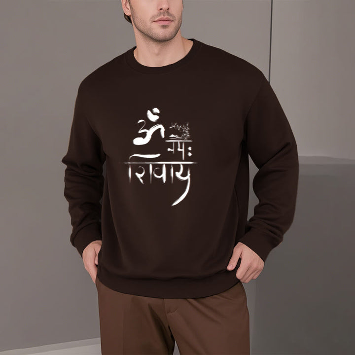 Buddha Stones OM NAMAH SHIVAYA Crane Bamboo Fleece Lined Polyester Sweatshirt