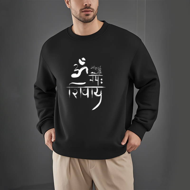 Buddha Stones OM NAMAH SHIVAYA Crane Bamboo Fleece Lined Polyester Sweatshirt