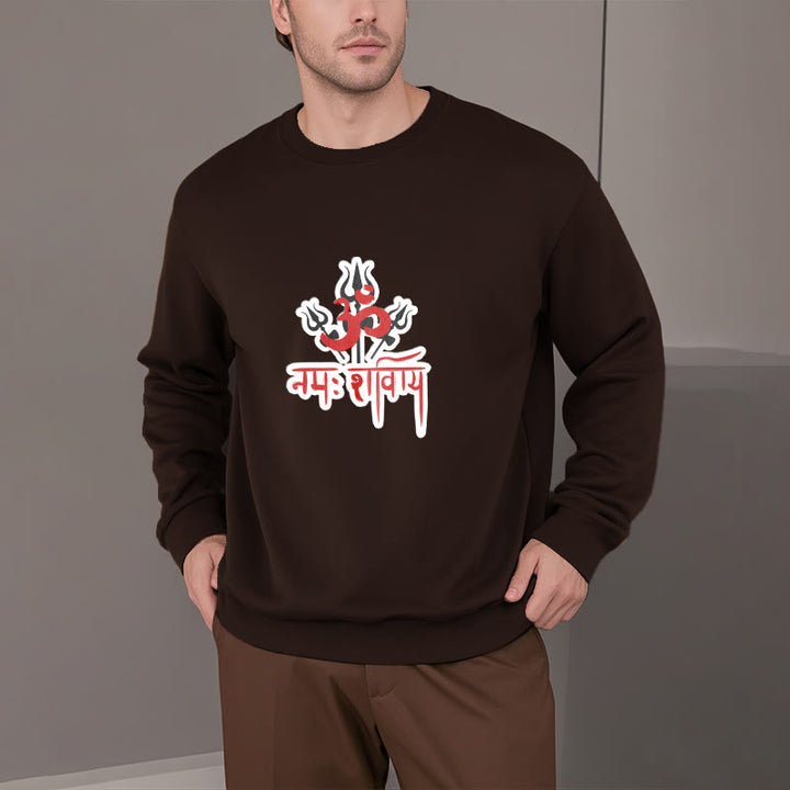 Buddha Stones OM NAMAH SHIVAYA Three Tridents Fleece Lined Polyester Sweatshirt