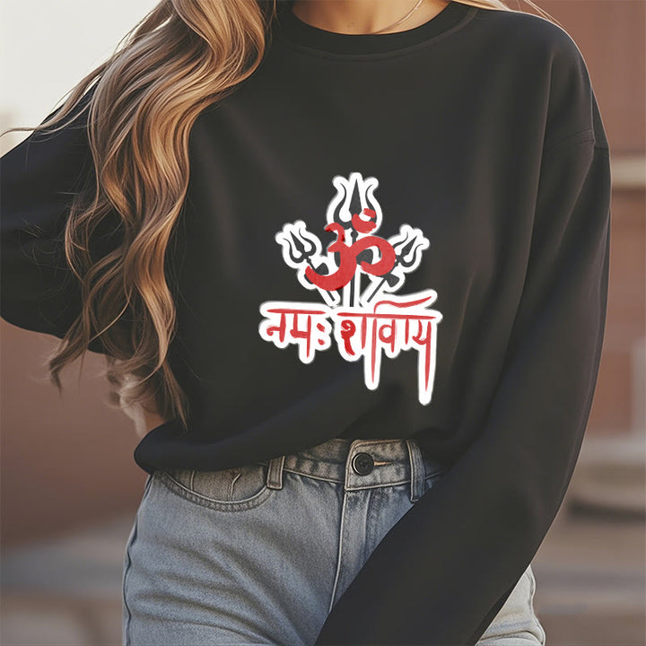 Buddha Stones OM NAMAH SHIVAYA Three Tridents Fleece Lined Polyester Sweatshirt