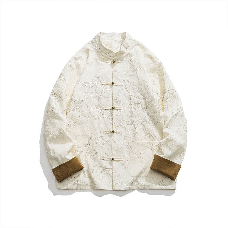 Buddha Stones Tang Suit Casual Frog-button Long Sleeve Nylon Men's Jacket Shirt Clothing - image 18