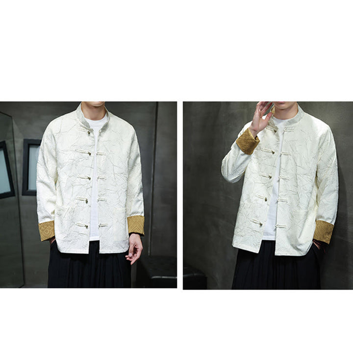 Buddha Stones Tang Suit Casual Frog-button Long Sleeve Nylon Men's Jacket Shirt Clothing - image 17