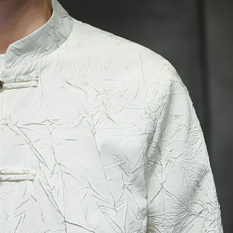 Buddha Stones Tang Suit Casual Frog-button Long Sleeve Nylon Men's Jacket Shirt Clothing - image 12