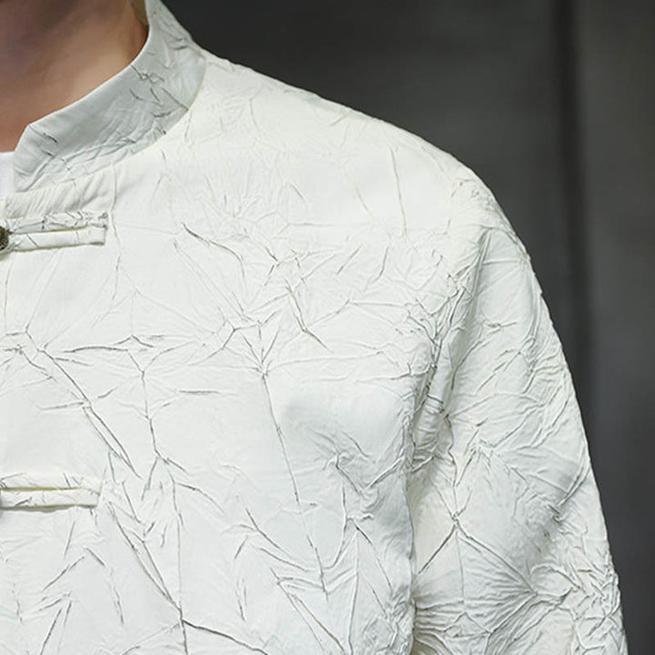 Buddha Stones Tang Suit Casual Frog-button Long Sleeve Nylon Men's Jacket Shirt Clothing - image 12