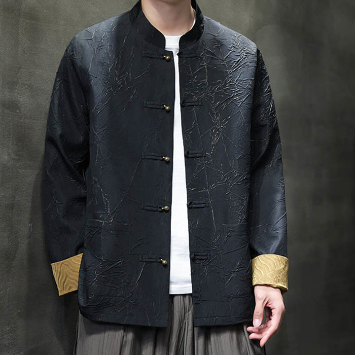 Buddha Stones Tang Suit Casual Frog-button Long Sleeve Nylon Men's Jacket Shirt Clothing - image 7