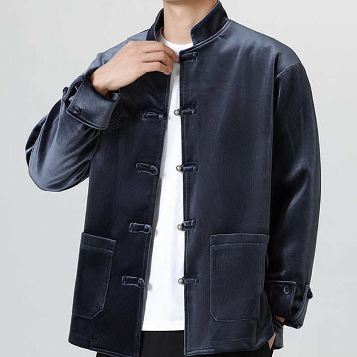 Buddha Stones Embroider Dragon Casual Frog-button Cotton Men's Jacket Shirt Clothing - image 28