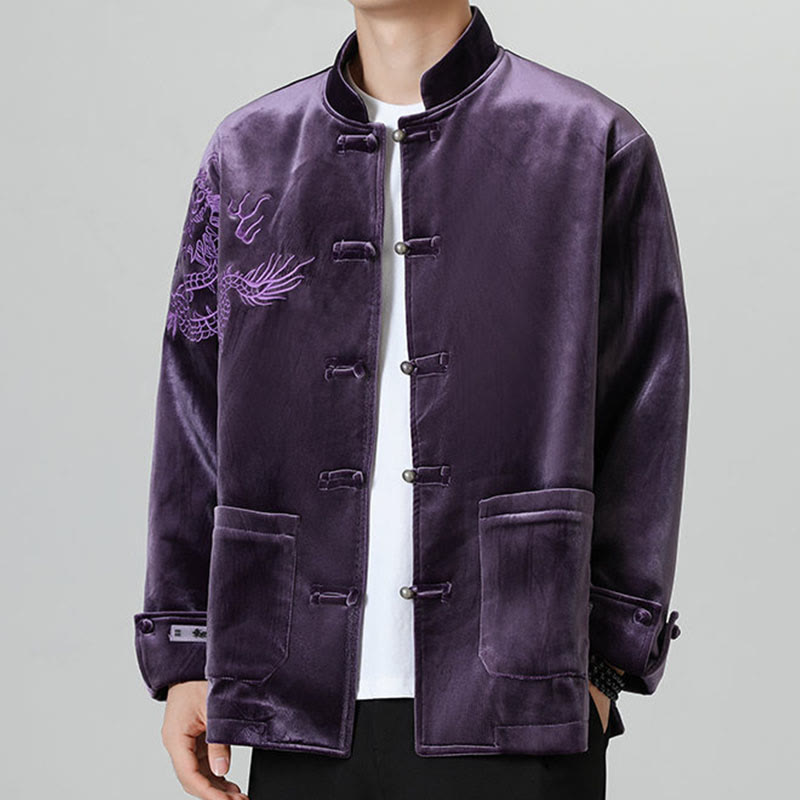 Buddha Stones Embroider Dragon Casual Frog-button Cotton Men's Jacket Shirt Clothing - Indigo - US/UK/AU46，EU56 (5XL) - image 32