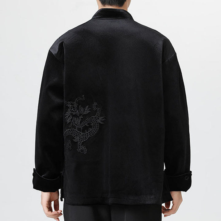 Buddha Stones Embroider Dragon Casual Frog-button Cotton Men's Jacket Shirt Clothing - image 25