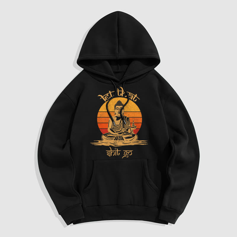 Buddha Stones Let That Shit Go Buddha Polyester Fleece Lined Hoodie - Black - 2XL - image 0