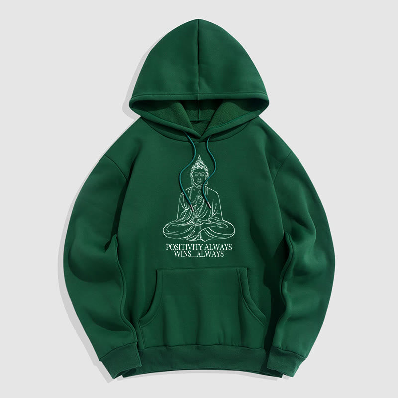 Buddha Stones Positivity Always Wins Always Buddha Polyester Fleece Lined Hoodie