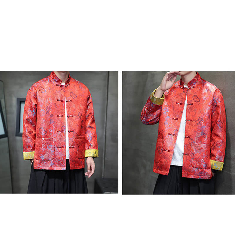 Buddha Stones Frog-Button Chinese Tang Suit Stand Collar Long Shirt Men Jacket Clothing - image 17