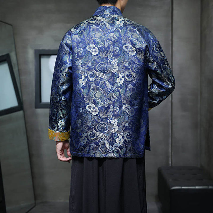 Buddha Stones Frog-Button Chinese Tang Suit Stand Collar Long Shirt Men Jacket Clothing - image 30