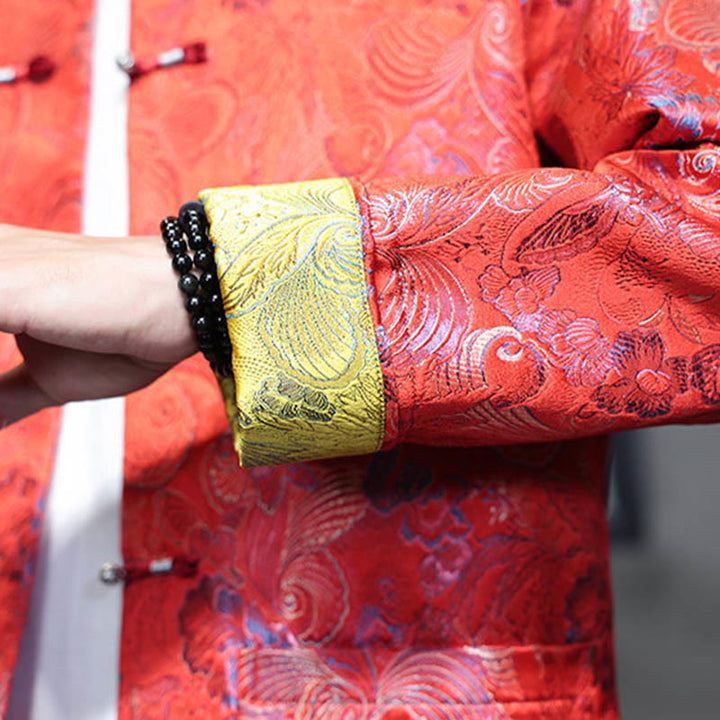 Buddha Stones Frog-Button Chinese Tang Suit Stand Collar Long Shirt Men Jacket Clothing - image 15