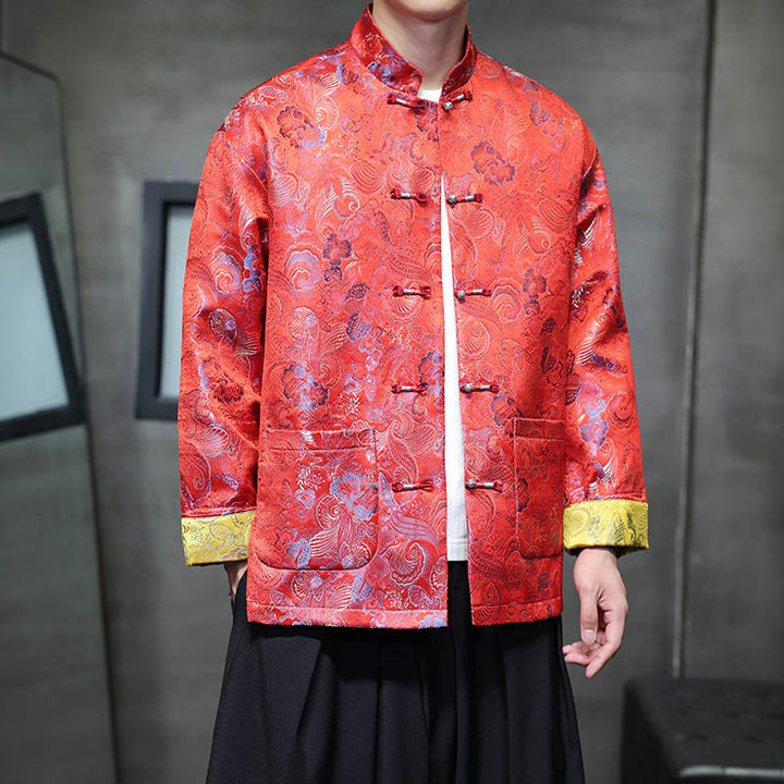 Buddha Stones Frog-Button Chinese Tang Suit Stand Collar Long Shirt Men Jacket Clothing - image 13