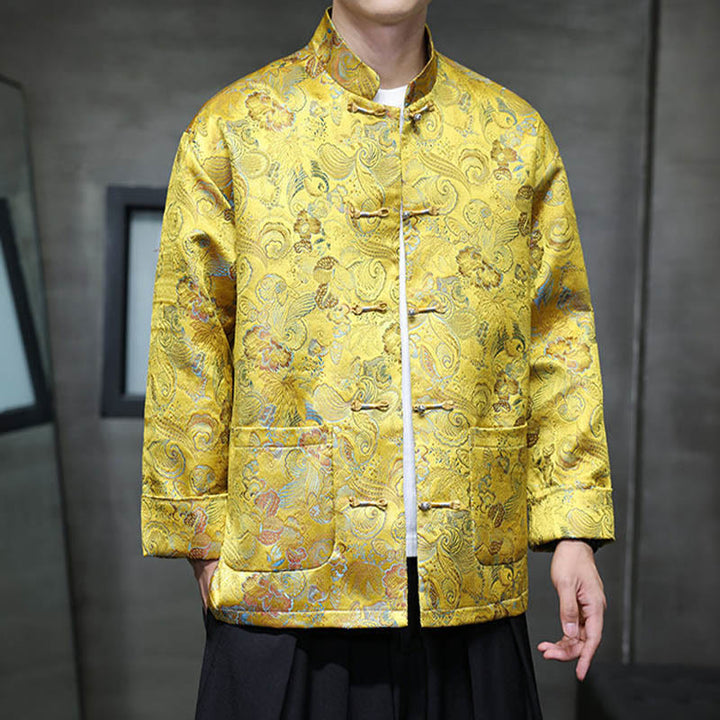 Buddha Stones Frog-Button Chinese Tang Suit Stand Collar Long Shirt Men Jacket Clothing - image 21