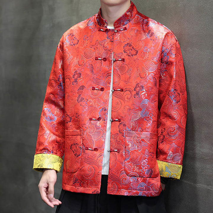 Buddha Stones Frog-Button Chinese Tang Suit Stand Collar Long Shirt Men Jacket Clothing - image 9