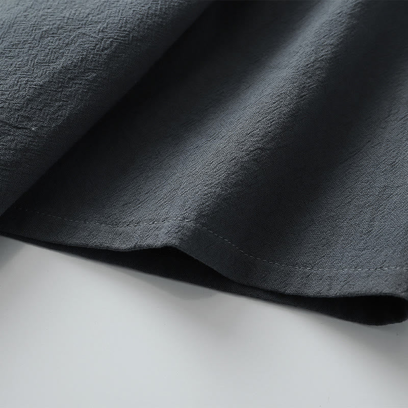 Buddha Stones Men's T-Shirt Solid Color Top Short Sleeve Three-button V Collar Soft Cotton Shirt - image 7