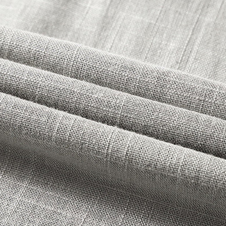 Buddha Stones Loose Men's Shirt Solid Color Notched Neck Top Short Sleeve Comfy Button Breathable Cotton Linen Shirt - image 13