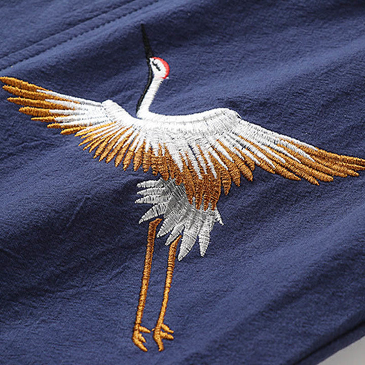 Buddha Stones Fake Two-piece Men's Half Sleeve Cardigan Embroidery Hanfu Comfort Cotton Shirt - image 7