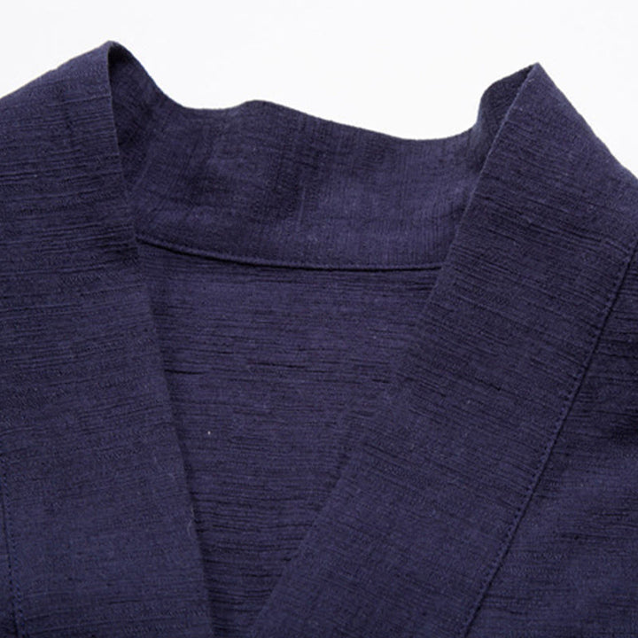 Buddha Stones Men's Short Sleeve Shirt With Pocket Notched Neck Cardigan Comfort Cotton Linen Shirt - image 9