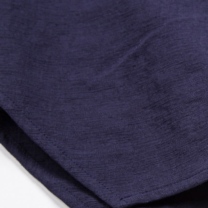 Buddha Stones Men's Short Sleeve Shirt With Pocket Notched Neck Cardigan Comfort Cotton Linen Shirt - image 11