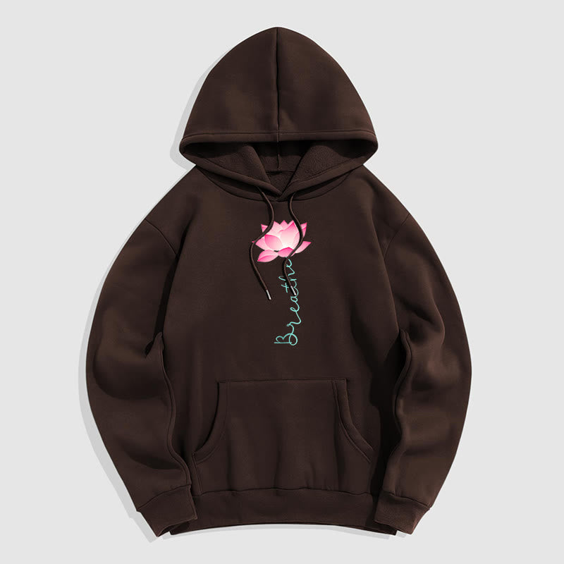 Buddha Stones BREATHE Lotus Fleece Lined Polyester Hoodie