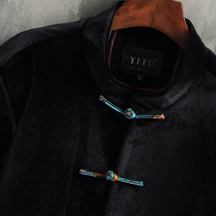 Buddha Stones Tang Suit Frog-button Round Neck Cotton Men's Jacket Shirt Clothing - image 8