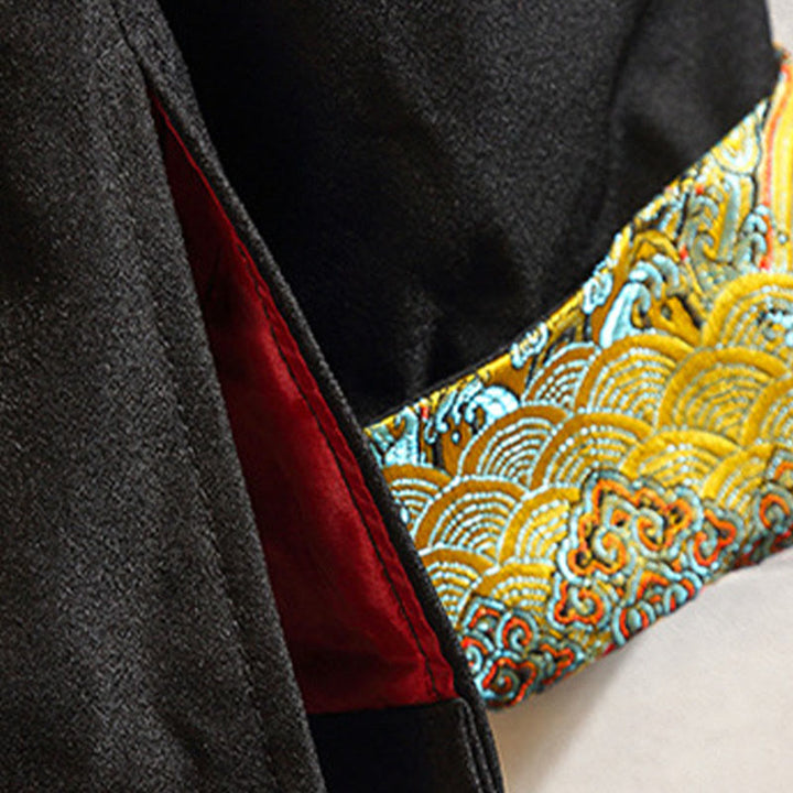 Buddha Stones Embroider Dragon Phoenix Casual Frog-button Cotton Men's Jacket Shirt Clothing - image 12