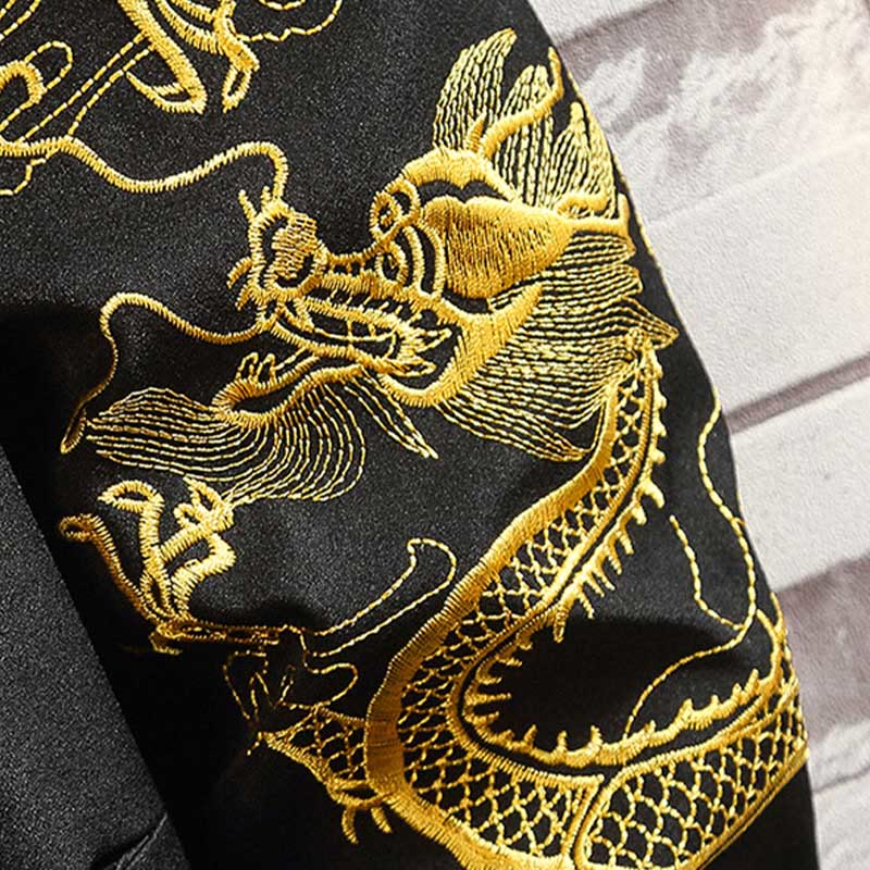 Buddha Stones Embroider Dragon Phoenix Casual Frog-button Cotton Men's Jacket Shirt Clothing - image 14