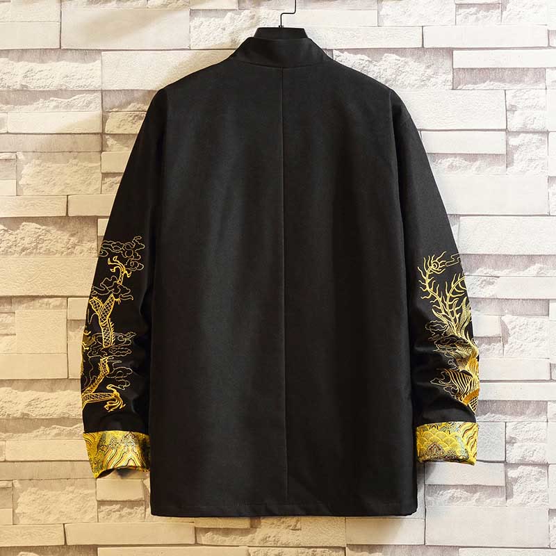 Buddha Stones Embroider Dragon Phoenix Casual Frog-button Cotton Men's Jacket Shirt Clothing - image 2