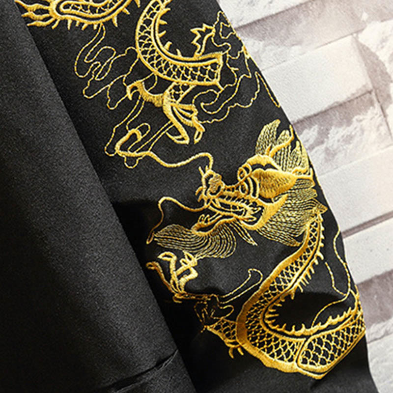Buddha Stones Embroider Dragon Phoenix Casual Frog-button Cotton Men's Jacket Shirt Clothing - image 16