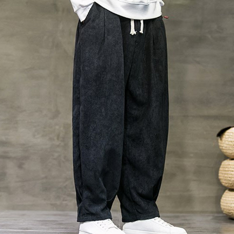 Buddha Stones Casual Plain Cotton Bloomer Men's Pants With Pockets - image 3