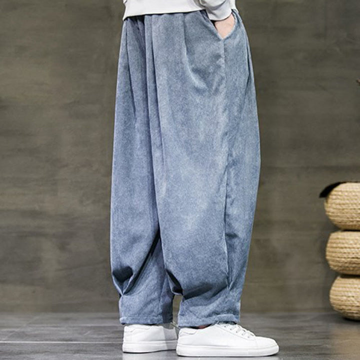 Buddha Stones Casual Plain Cotton Bloomer Men's Pants With Pockets