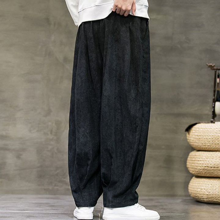 Buddha Stones Casual Plain Cotton Bloomer Men's Pants With Pockets