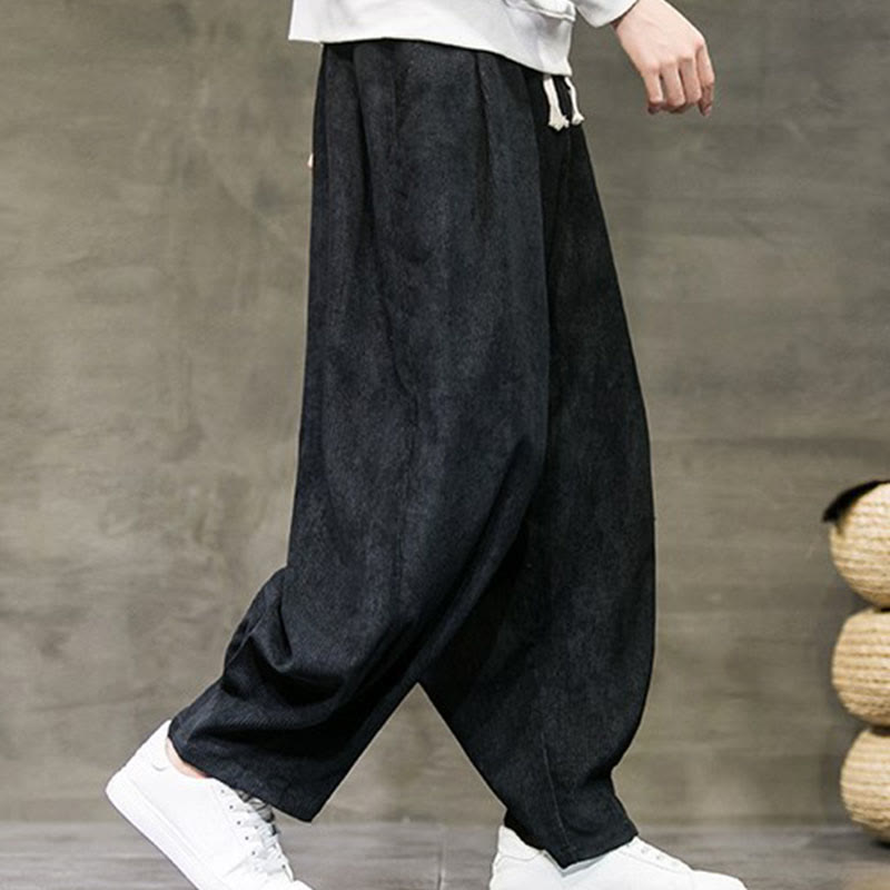 Buddha Stones Casual Plain Cotton Bloomer Men's Pants With Pockets - image 1