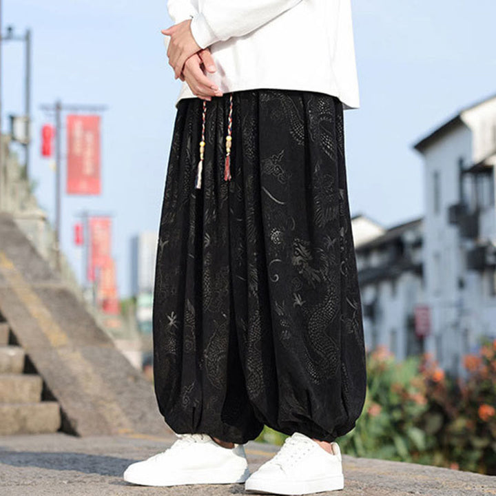 Buddha Stones Dragon Design Casual Plain Cotton Men's Pants With Pockets - image 17
