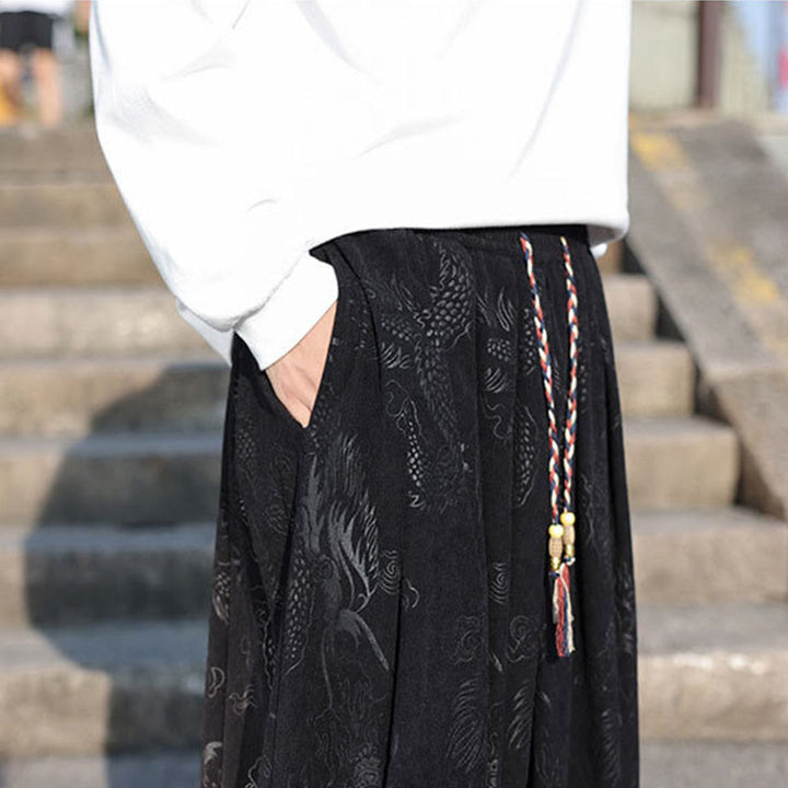 Buddha Stones Dragon Design Casual Plain Cotton Men's Pants With Pockets - image 18