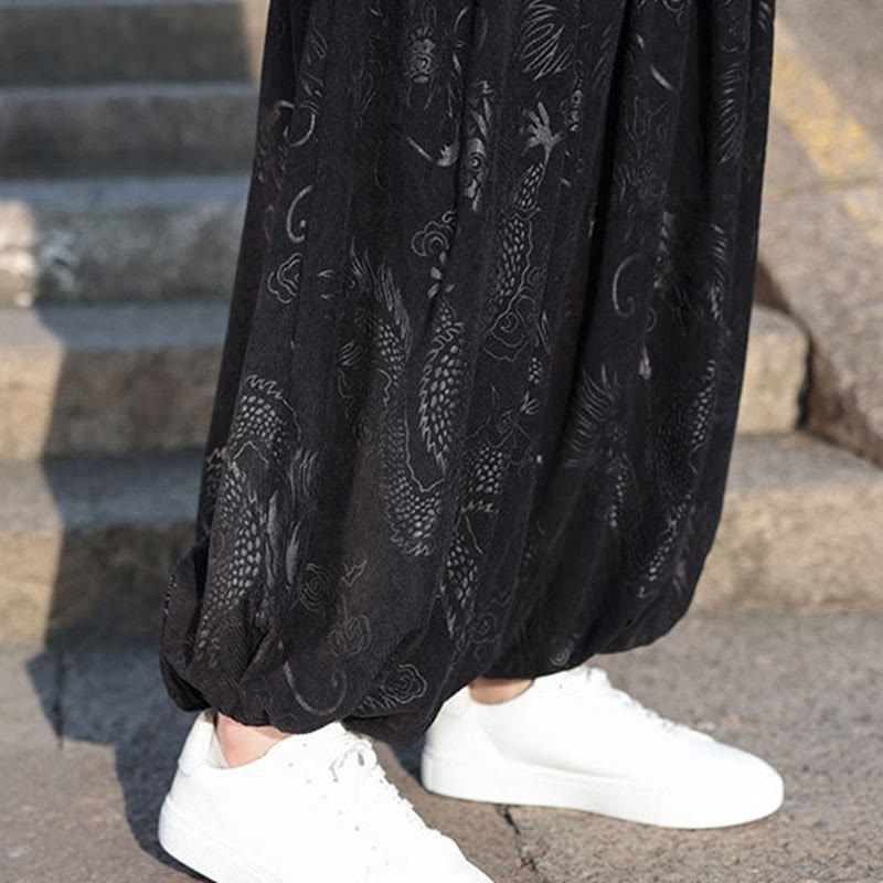 Buddha Stones Dragon Design Casual Plain Cotton Men's Pants With Pockets - image 21