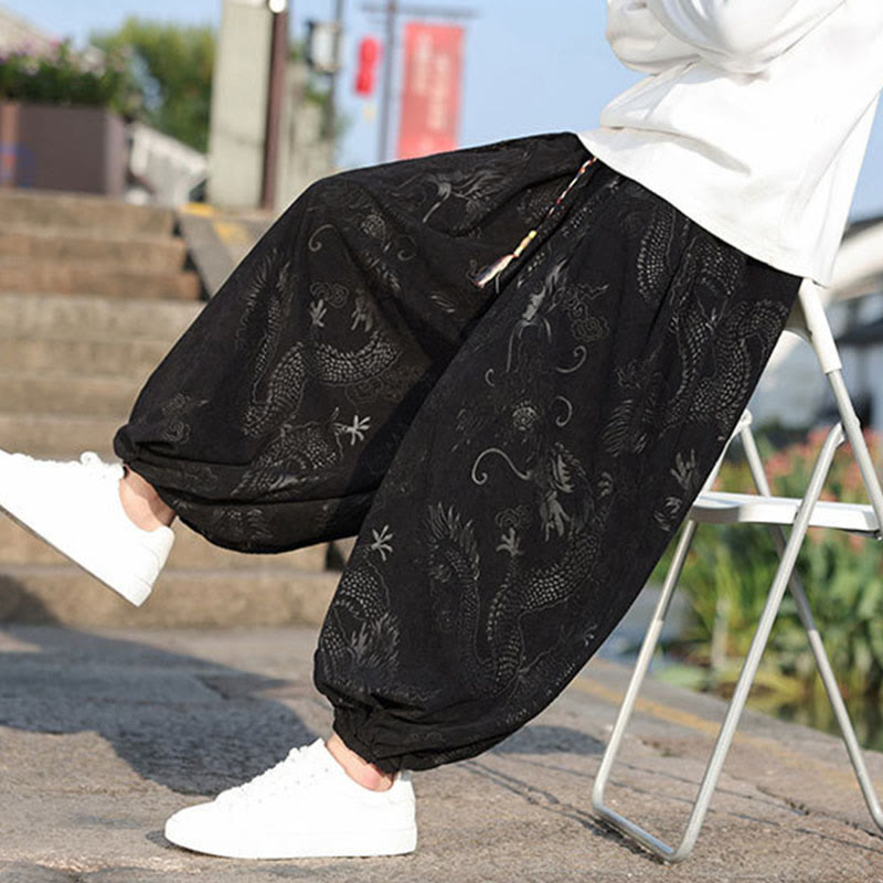 Buddha Stones Dragon Design Casual Plain Cotton Men's Pants With Pockets - image 22