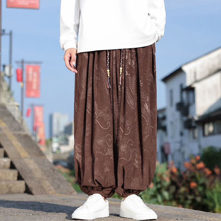 Buddha Stones Dragon Design Casual Plain Cotton Men's Pants With Pockets - image 8