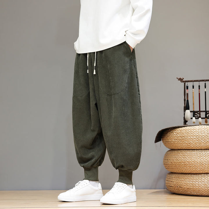 Buddha Stones Casual Plain Cotton Men's Harem Pants With Pockets - image 18