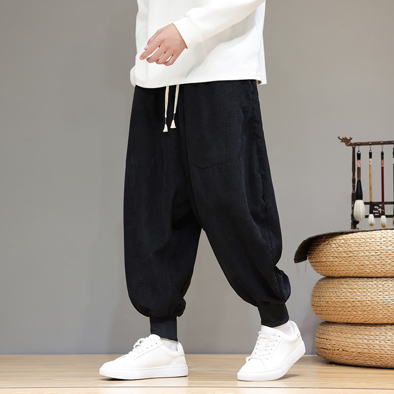 Buddha Stones Casual Plain Cotton Men's Harem Pants With Pockets - image 9