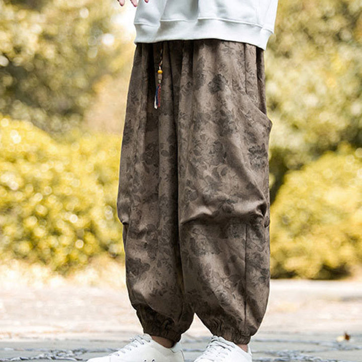 Buddha Stones Casual Flower Corduroy Cotton Men's Pants With Big Pockets - image 8