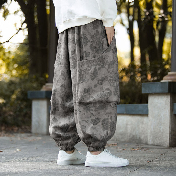 Buddha Stones Casual Flower Corduroy Cotton Men's Pants With Big Pockets - image 18