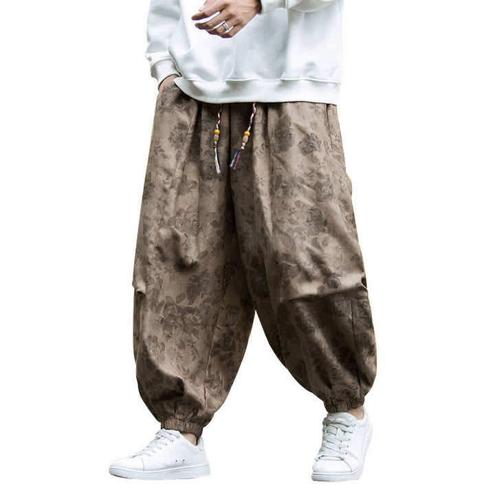 Buddha Stones Casual Flower Corduroy Cotton Men's Pants With Big Pockets - image 14