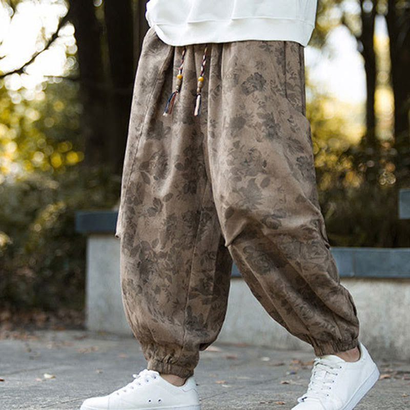 Buddha Stones Casual Flower Corduroy Cotton Men's Pants With Big Pockets - image 3