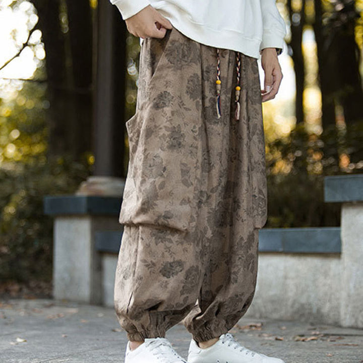 Buddha Stones Casual Flower Corduroy Cotton Men's Pants With Big Pockets - image 5