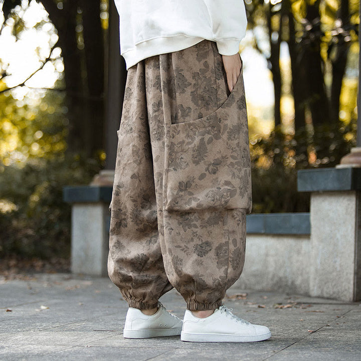 Buddha Stones Casual Flower Corduroy Cotton Men's Pants With Big Pockets - image 6