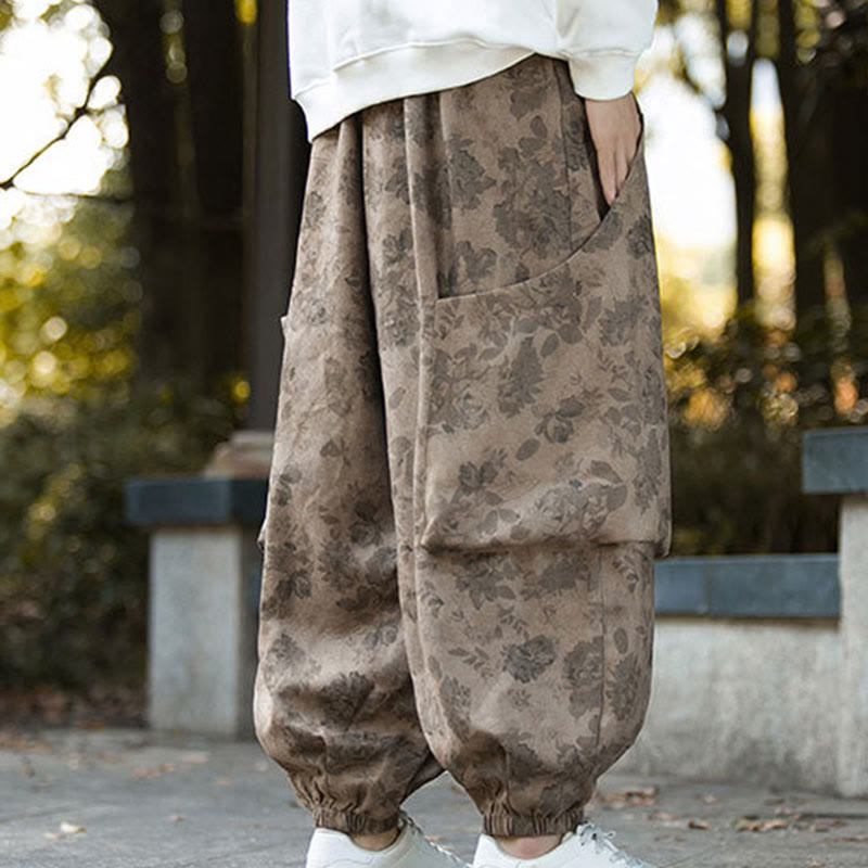 Buddha Stones Casual Flower Corduroy Cotton Men's Pants With Big Pockets - image 6