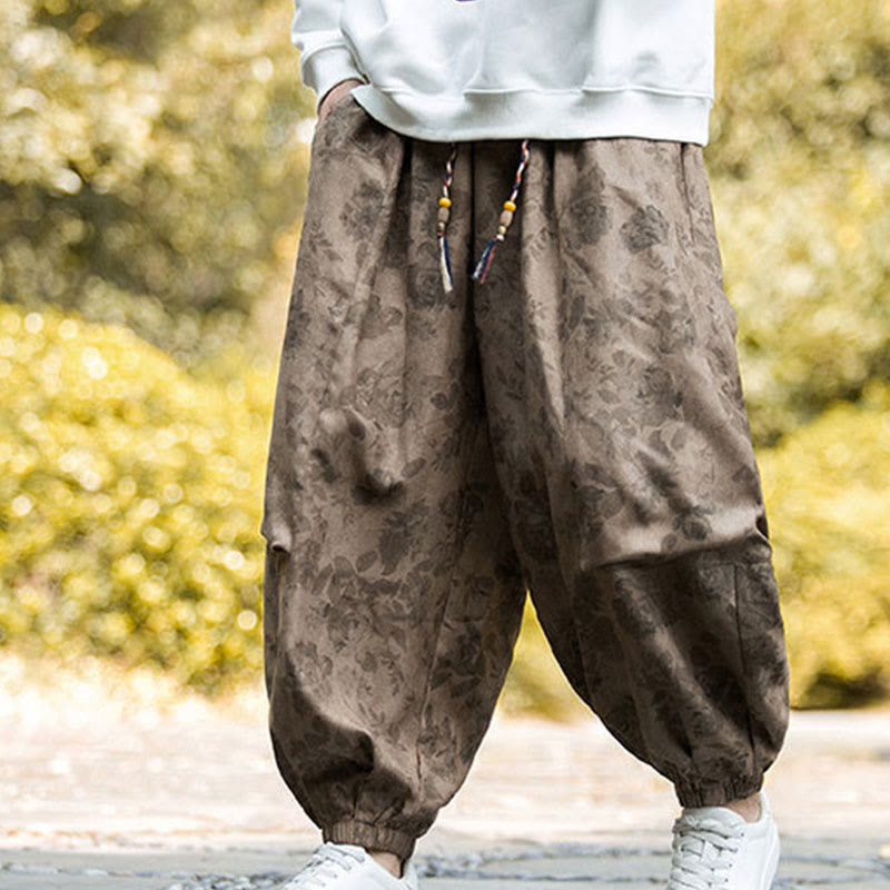 Buddha Stones Casual Flower Corduroy Cotton Men's Pants With Big Pockets - DarkGoldenrod - US/UK/AU46，EU56 (5XL) - image 1